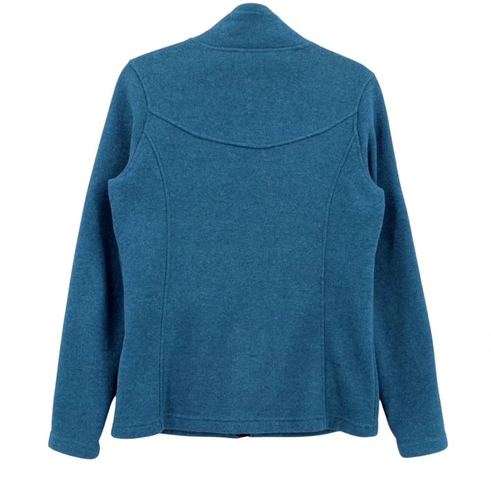 The North Face Knit Fleece Full Zip Jacket Womens Medium Teal Blue Logo NF0A2RFH